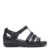 new feet damesandal med velcro og hælkappe, læder, sort