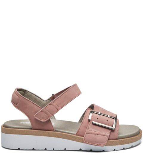 new feet sandal med velcro og spænde, nubuck, rosa