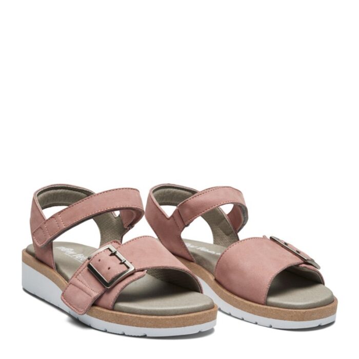 new feet sandal med velcro og spænde, nubuck, rosa - Image 2