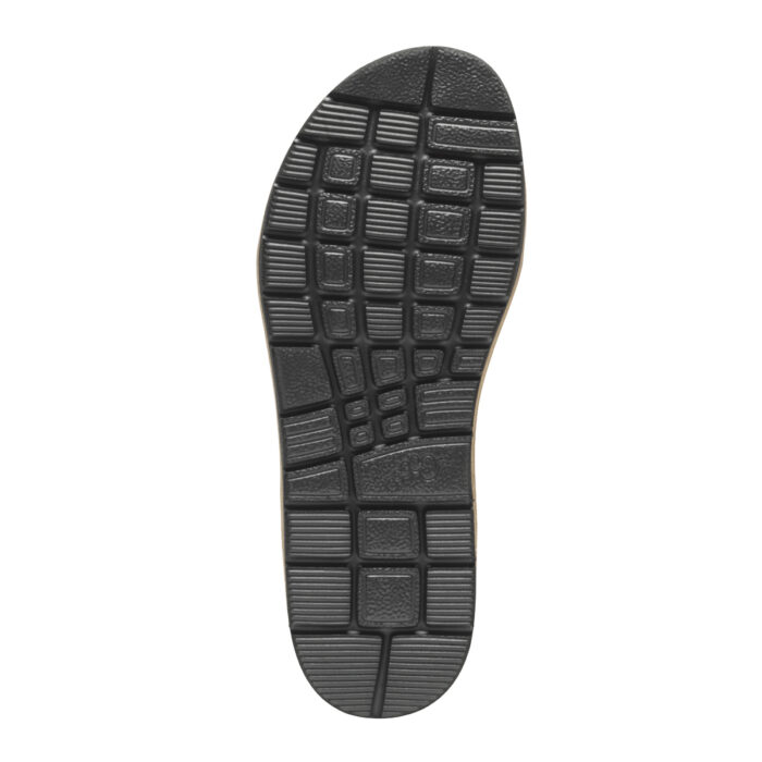 new feet sandal med velcro og spænde, præget læder, sort - Image 4