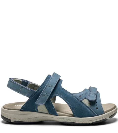 new feet sandal, justerbar hælkappe og velcro, nubuck, jeansblå