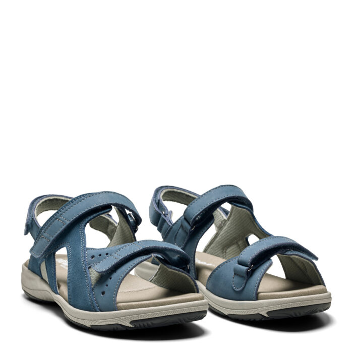 new feet sandal, justerbar hælkappe og velcro, nubuck, jeansblå - Image 2