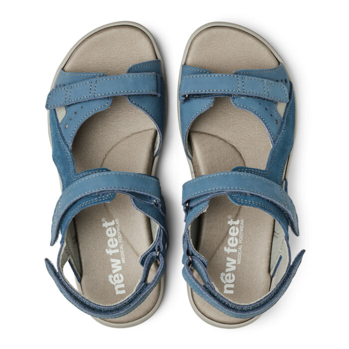 new feet sandal, justerbar hælkappe og velcro, nubuck, jeansblå - Image 5