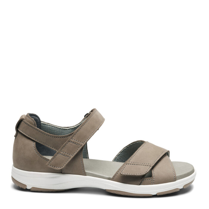 new feet damesandal med to velcro og hælkappe, nubuck, sand