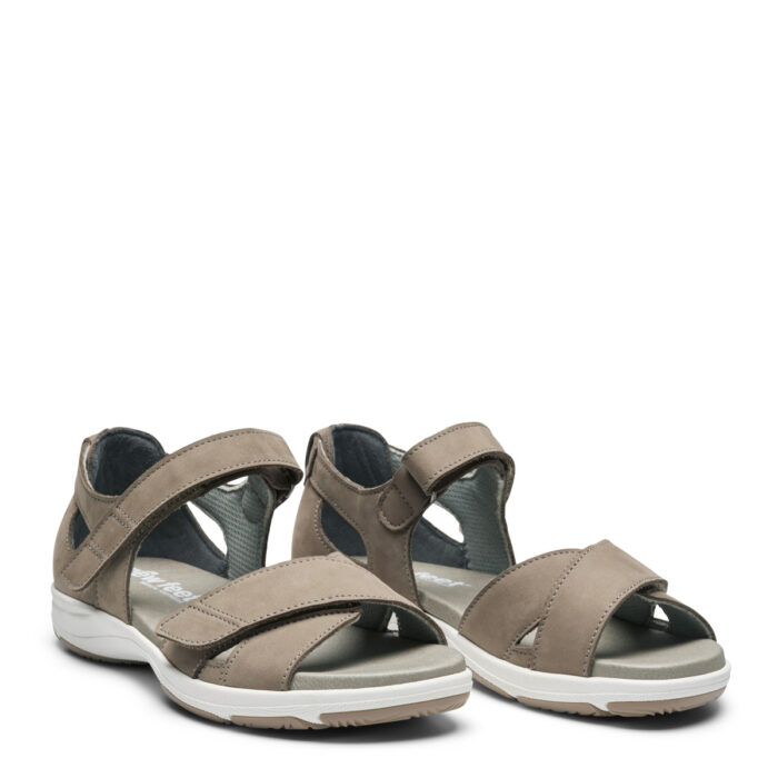 new feet sandal med 2 velcro og hælkappe, nubuck, sand - Image 2