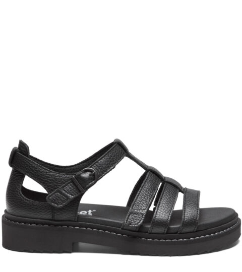 new feet sandal, 2 velcro og hælkappe, læder, sort
