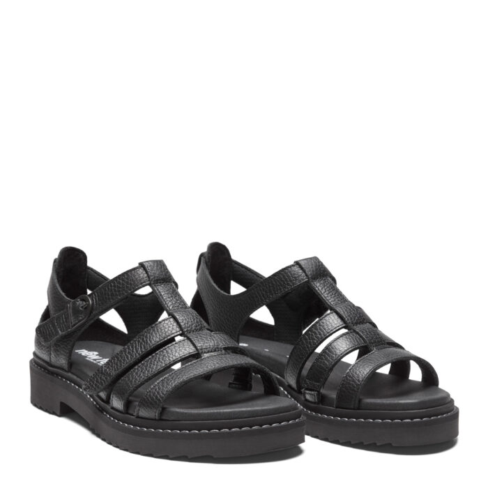 new feet sandal, 2 velcro og hælkappe, læder, sort - Image 2