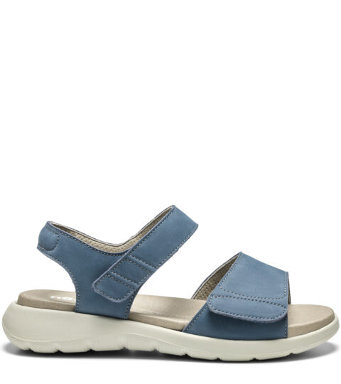 new feet sandal med hælrem og 2 velcro, nubuck, blå