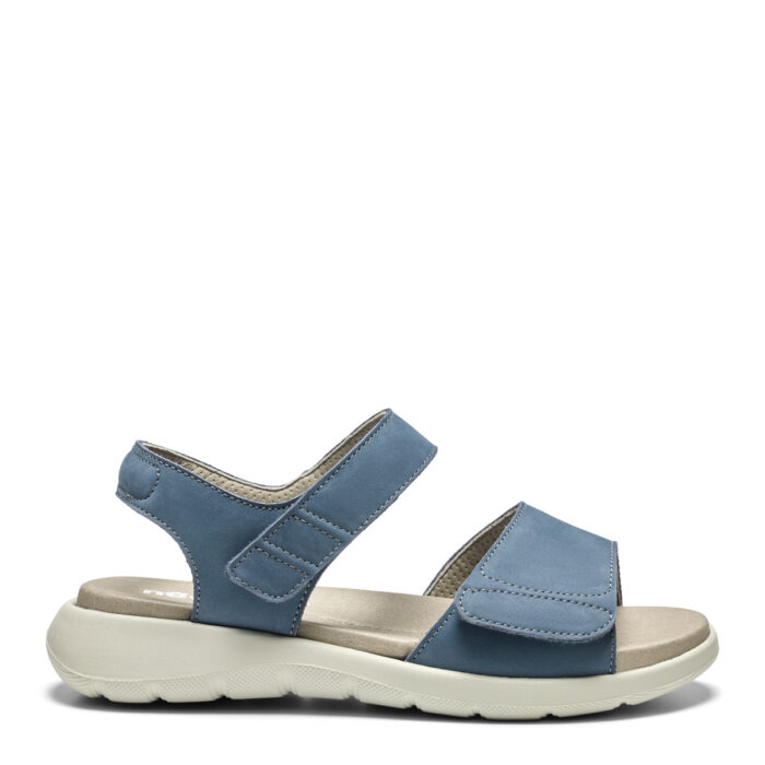 new feet damesandal med hælkappe og 2 velcrolukninger, nubuck, blå