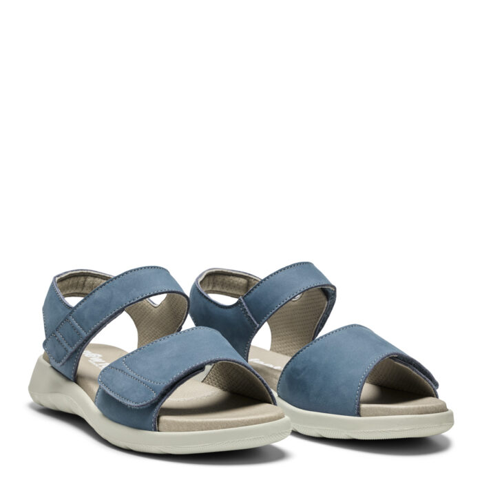 new feet sandal med hælrem og 2 velcro, nubuck, blå - Image 2