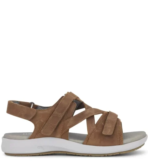new feet sandal med 2 velcro og hælrem, olieret læder, brun