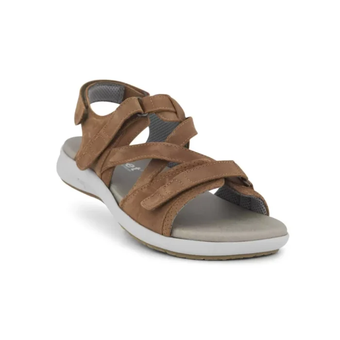 new feet sandal med 2 velcro og hælrem, olieret læder, brun - Image 2