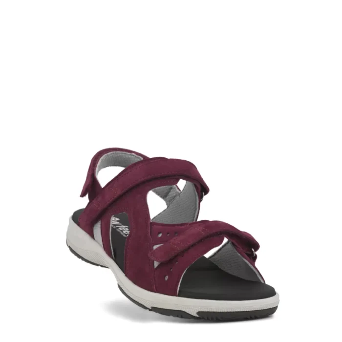 new feet sandal med 2 velcro og hælrem, ruskind, bordeaux - Image 2