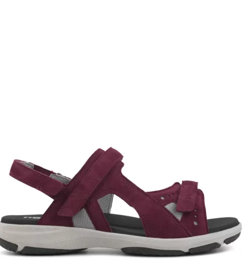 new feet sandal med 2 velcro og hælrem, ruskind, bordeaux
