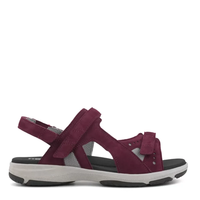 new feet sandal, 2 velcro og hælrem, ruskind, bordeaux